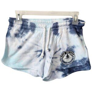 Dreamsicle Women's Drawstring Tie Dye "Oak‎ Island" Vacay Shorts Blue Size Large